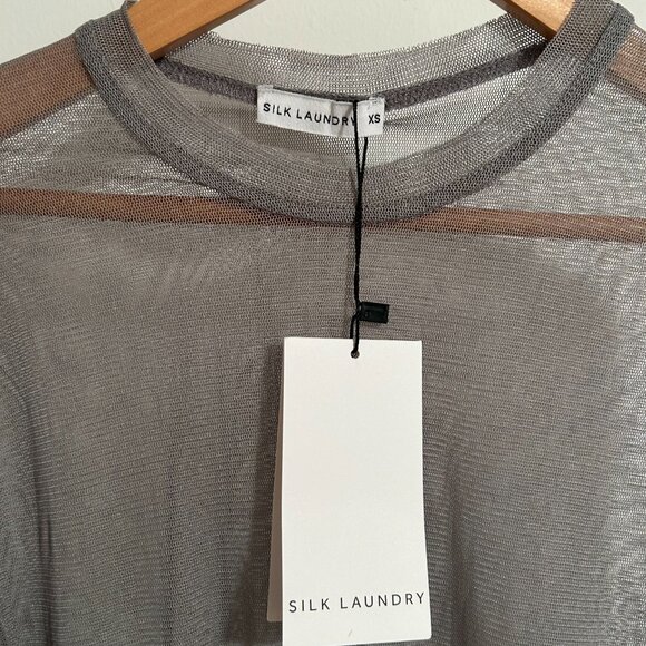 NWT Silk Laundry Mesh longsleeve top- Moon - Picture 6 of 9